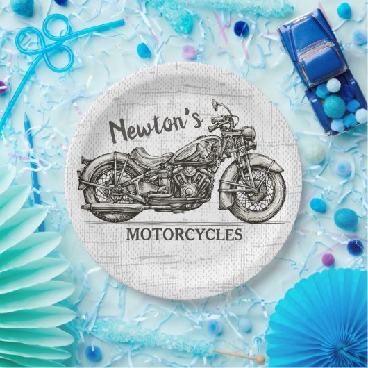 ヴィンテージパーソナライズされた名バイクもしくは自転車に乗る人庫 ペーパープレート (パーティー)