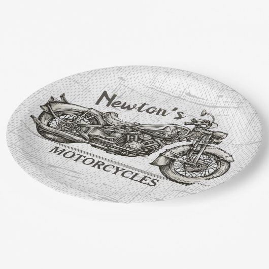 ヴィンテージパーソナライズされた名バイクもしくは自転車に乗る人庫 ペーパープレート (アングル)