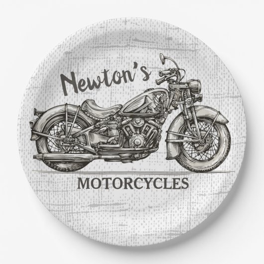 ヴィンテージパーソナライズされた名バイクもしくは自転車に乗る人庫 ペーパープレート (正面)