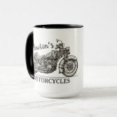 ヴィンテージパーソナライズされた名バイクもしくは自転車に乗る人庫 マグカップ (正面左)