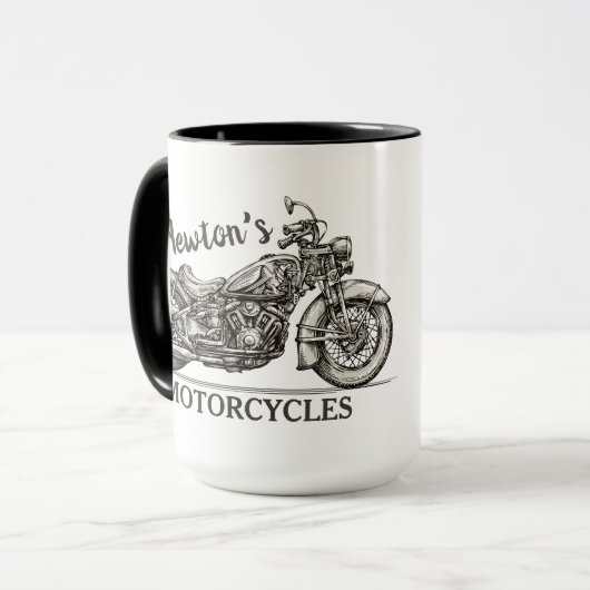 ヴィンテージパーソナライズされた名バイクもしくは自転車に乗る人庫 マグカップ (正面左)