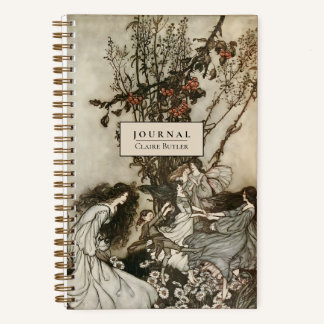 ヴィンテージパーソナライズされた妖精アートジャ点々のあるーナル ノートブック
