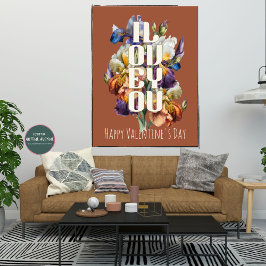 ヴィンテージパーソナライズされた愛する花バレンタイン ポスター