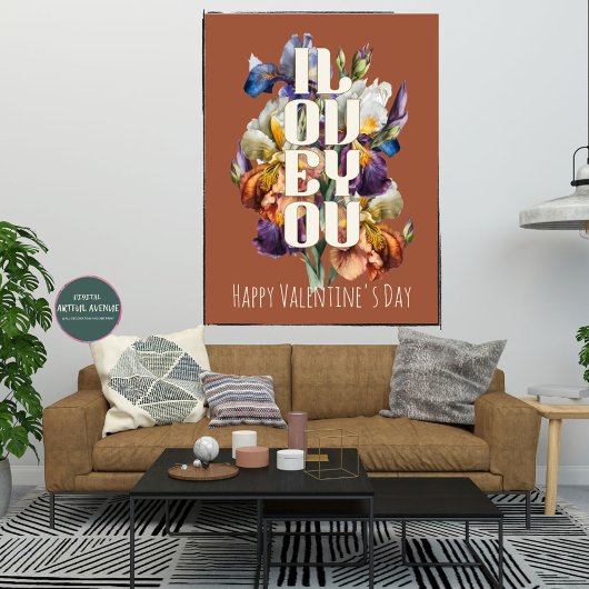 ヴィンテージパーソナライズされた愛する花バレンタイン ポスター