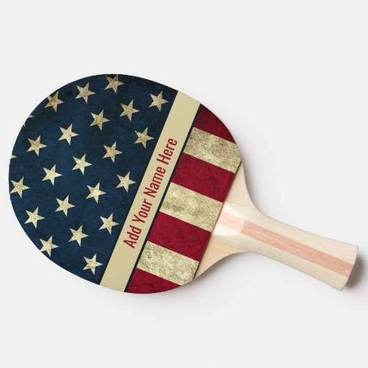ヴィンテージパーソナライズされた愛国国旗 卓球ラケット (横)