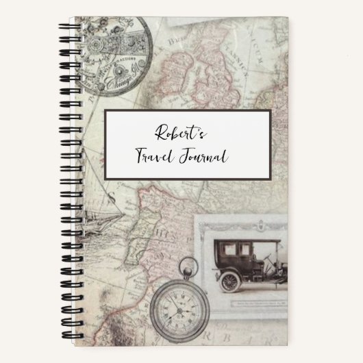 ヴィンテージパーソナライズされた旅行 ノートブック (正面)