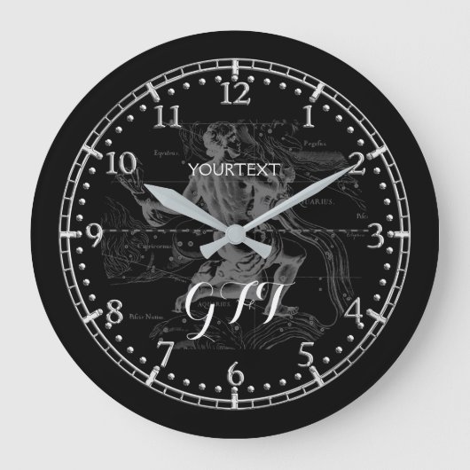 ヴィンテージパーソナライズされた水族座〔占星術の〕十二宮図 ラージ壁時計 (正面)