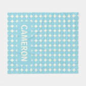 ヴィンテージパーソナライズされた水玉模様ライトブルー子供部屋 フリースブランケット (正面(横))