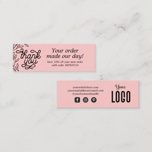 ヴィンテージパーソナライズされた注文サンキューカード スキニー名刺 (正面/裏面)