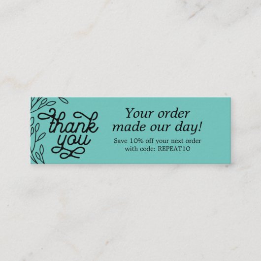 ヴィンテージパーソナライズされた注文サンキューカード スキニー名刺 (正面)