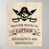 ヴィンテージパーソナライズされた海賊船誕生日歓迎 ポスター (正面)