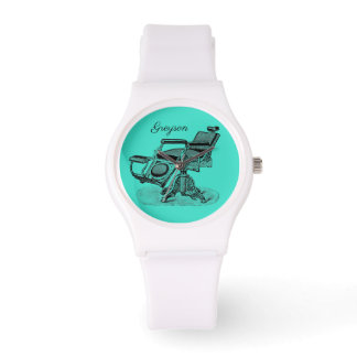 ヴィンテージパーソナライズされた理容師チェアブルー 腕時計