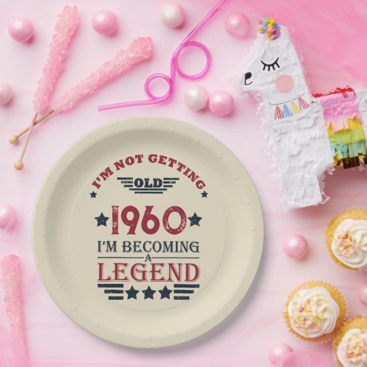 ヴィンテージパーソナライズされた生誕赤い青 ペーパープレート (パーティー)