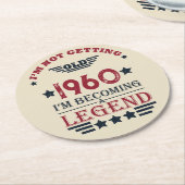 ヴィンテージパーソナライズされた生誕赤い青 ラウンドペーパーコースター (アングル)