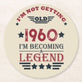 ヴィンテージパーソナライズされた生誕赤い青 ラウンドペーパーコースター (正面)