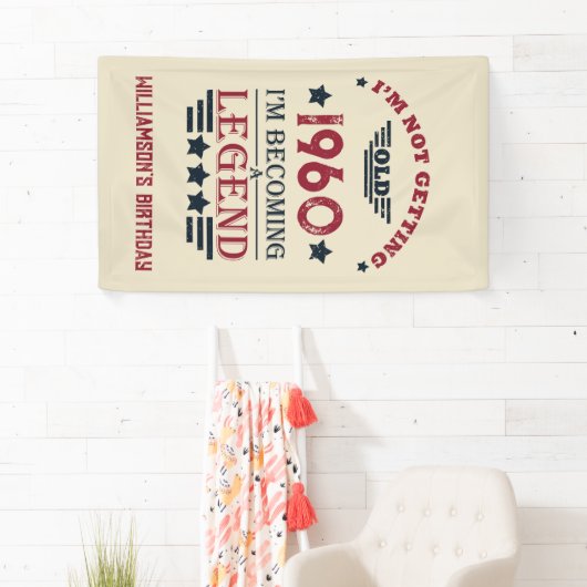 ヴィンテージパーソナライズされた生誕赤い青 横断幕 (インサイチュ)