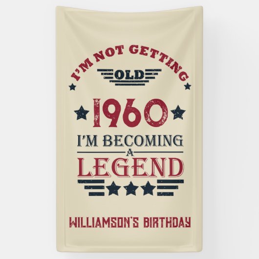 ヴィンテージパーソナライズされた生誕赤い青 横断幕 (縦)