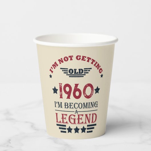 ヴィンテージパーソナライズされた生誕赤い青 紙コップ (裏面)