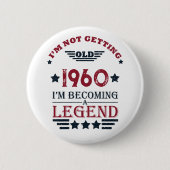 ヴィンテージパーソナライズされた生誕赤い青 缶バッジ (正面)