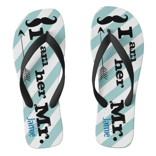 ヴィンテージパーソナライズされた私は彼女のミスターストライプズ ビーチサンダル (フットベッド)