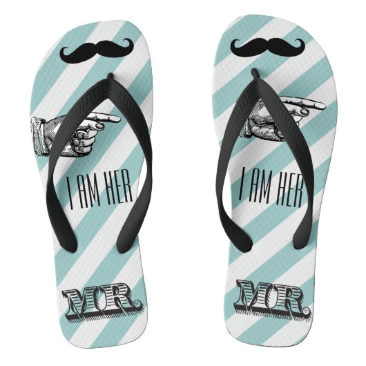 ヴィンテージパーソナライズされた私は彼女のミスターストライプズ ビーチサンダル (フットベッド)