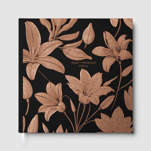 ヴィンテージパーソナライズされた結婚のフラ実在イル ゲストブック (正面)