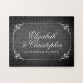 ヴィンテージパーソナライズされた結婚カルボード日付 ジグソーパズル (横)