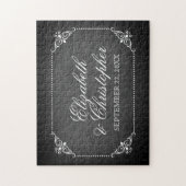 ヴィンテージパーソナライズされた結婚カルボード日付 ジグソーパズル (縦)