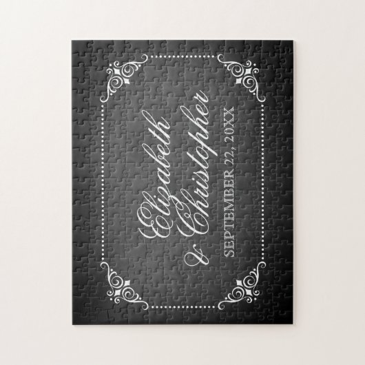 ヴィンテージパーソナライズされた結婚カルボード日付 ジグソーパズル (縦)