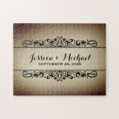 ヴィンテージパーソナライズされた結婚スタイル記念日 ジグソーパズル (横)