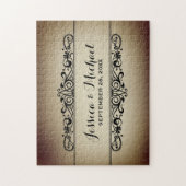 ヴィンテージパーソナライズされた結婚スタイル記念日 ジグソーパズル (縦)