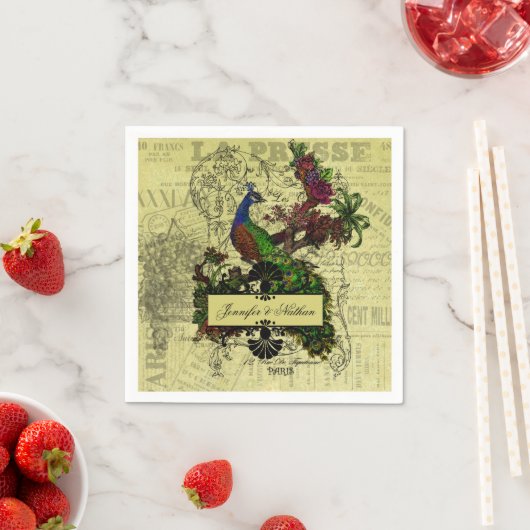 ヴィンテージパーソナライズされた結婚紙ナプキンス スタンダードカクテルナプキン (インサイチュ)