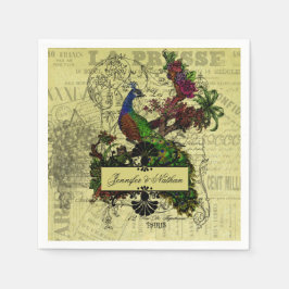 ヴィンテージパーソナライズされた結婚紙ナプキンス スタンダードカクテルナプキン