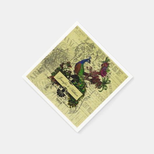 ヴィンテージパーソナライズされた結婚紙ナプキンス スタンダードカクテルナプキン (角)