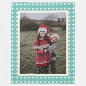 ヴィンテージパーソナライズされた緑の幾何学的ドット写真 フリースブランケット (正面)