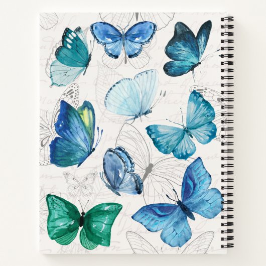 ヴィンテージパーソナライズされた蝶の名前ノートブック ノートブック (裏面)