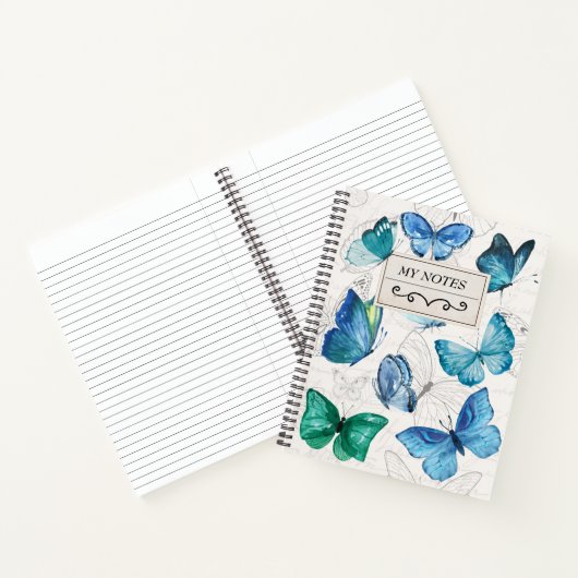ヴィンテージパーソナライズされた蝶の名前ノートブック ノートブック (内部)