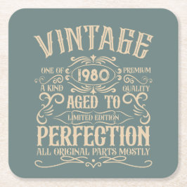 ヴィンテージパーソナライズされた誕生日ウイスキーのラベルのテーマ スクエアペーパーコースター