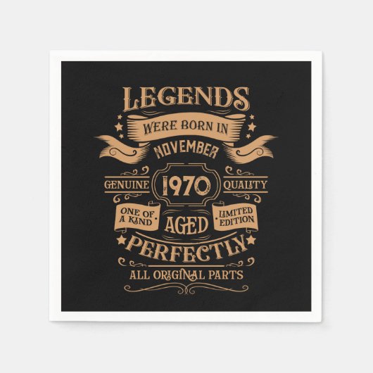 ヴィンテージパーソナライズされた誕生日ウイスキーをテーマにした スタンダードカクテルナプキン (正面)