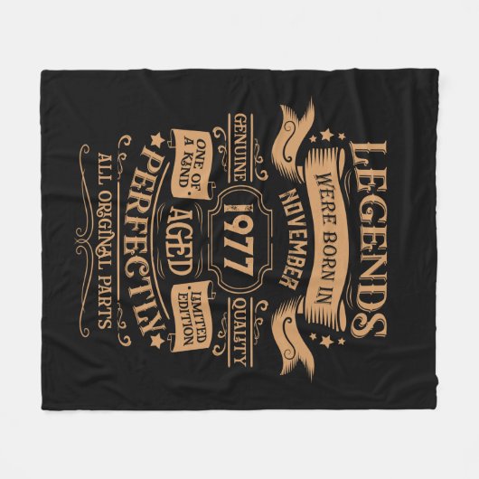 ヴィンテージパーソナライズされた誕生日ウイスキーをテーマにした フリースブランケット (正面(横))