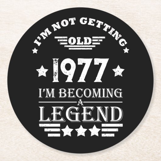 ヴィンテージパーソナライズされた誕生日プレゼント白 ラウンドペーパーコースター (正面)