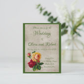 ヴィンテージパーソナライズされた赤と黄色のバラ ポストカード (スタンド正面)