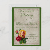 ヴィンテージパーソナライズされた赤と黄色のバラ ポストカード (正面/裏面)