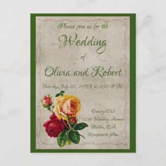 ヴィンテージパーソナライズされた赤と黄色のバラ ポストカード
