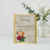 ヴィンテージパーソナライズされた赤と黄色のバラ ポストカード (スタンド正面)