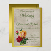 ヴィンテージパーソナライズされた赤と黄色のバラ ポストカード (正面/裏面)