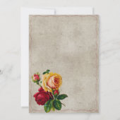 ヴィンテージパーソナライズされた赤と黄色のバラ 招待状 (裏面)