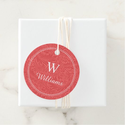 ヴィンテージパーソナライズされた赤ヒラメの花柄 フェイバータグ (インサイチュ)