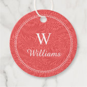 ヴィンテージパーソナライズされた赤ヒラメの花柄 フェイバータグ (正面)