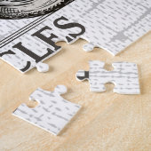 ヴィンテージパーソナライズされた車名バイクもしくは自転車に乗る人車庫 ジグソーパズル (側面)